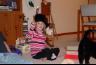 Callie practicing her magic tricks