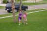 the Rummage Sale - the girls were in leotards playing outside