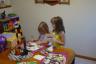 the girls busy working on Mommy's birthday cards