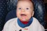 Jace eating blueberry banana baby food - yummy!