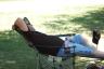 Dad is relaxing on his new camping chair