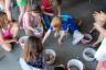 The Brownies making their stepping stones at the sleepover