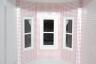 Started kitchen wallpaper and middle window is framed 