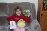 Julia's Valentines box and her Angry bird clue and stuffed animal