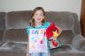 Callie with her Valentine bag and Angry Bird along with the clue Scott gave her