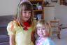 Our hair pieces were our prizes from Chuck E Cheese last week!