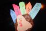 Julia drew the eyes and cut two of the feathers while Callie did the rest!