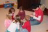 Making our bead bracelets at Gillian's Valentines Party