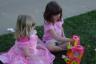 Playing outside with Julia's birthday gifts