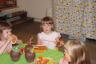 Hot dogs, fruit kabobs, and cheetos -yummy!