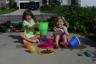 having a picnic with grass, rocks, and water